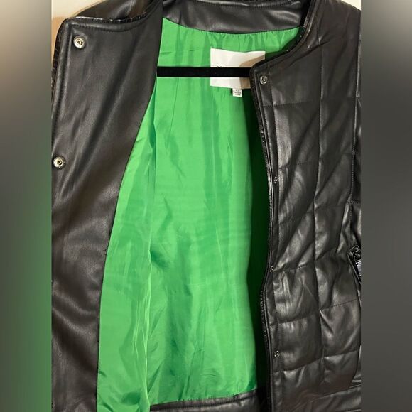 S7 Rebecca Minkoff Size XS Black Square Quilted Jacket Oversized Faux Leather - Picture 5 of 6